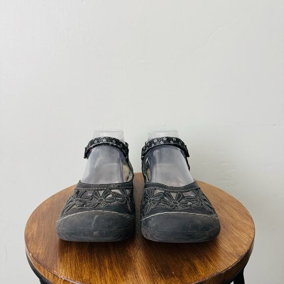 JBU Jambu Black Leather Wildflower Mary Jane Shoes Women’s Size 8.5 - Picture 2 of 10